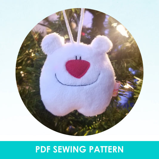 Patron de couture PDF - Ourson de Noël à suspendre dans le sapin