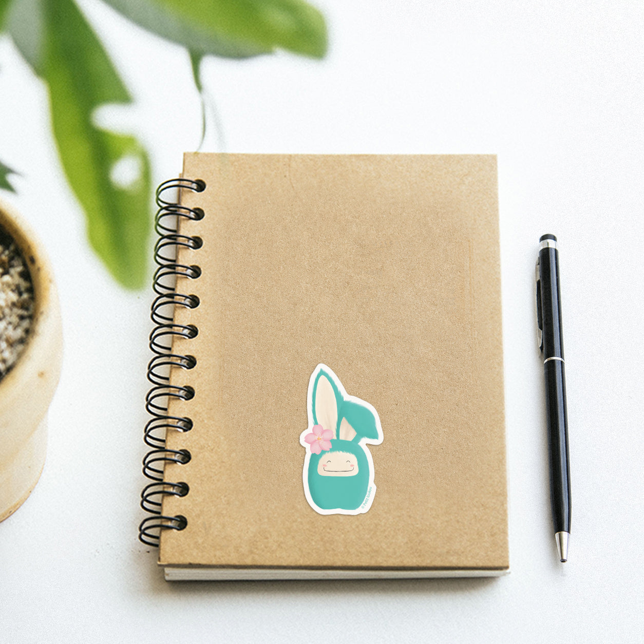 Sticker Sakura bunny aqua green