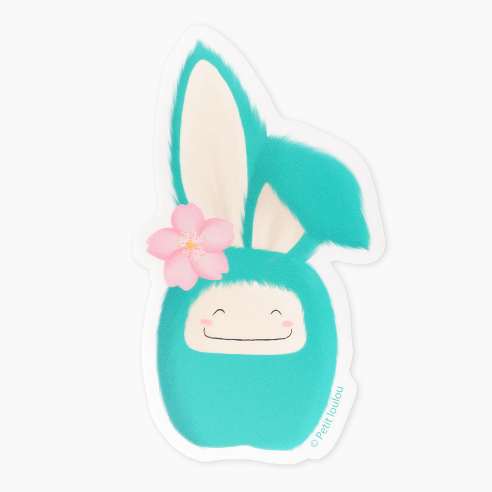 Sticker Sakura bunny aqua green
