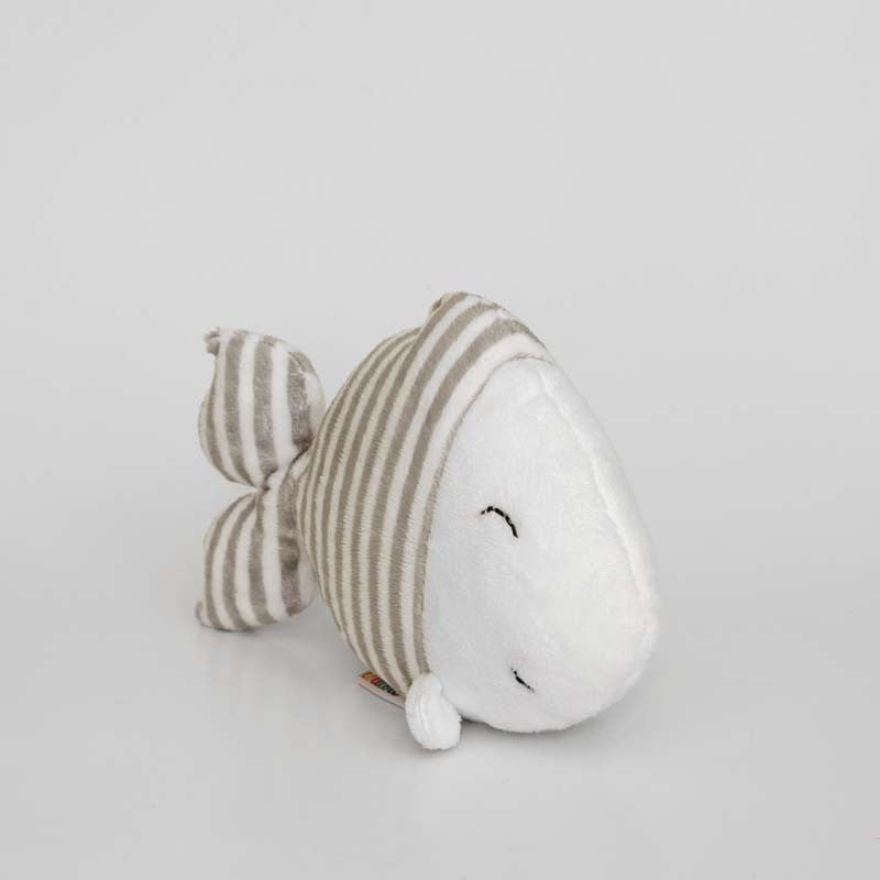 Fish stuffed animal with grey and white stripes, image 02