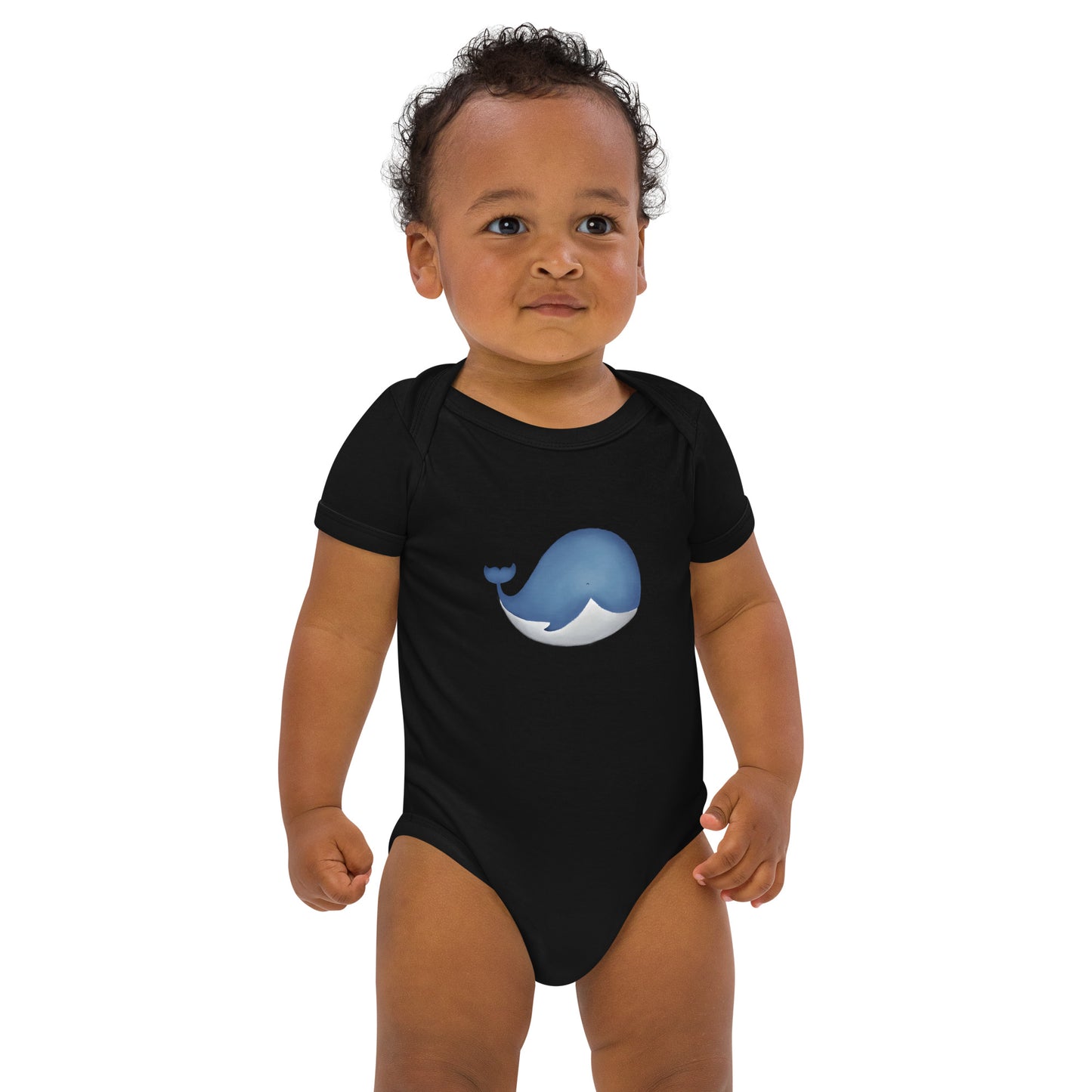 Organic cotton baby bodysuit with whale