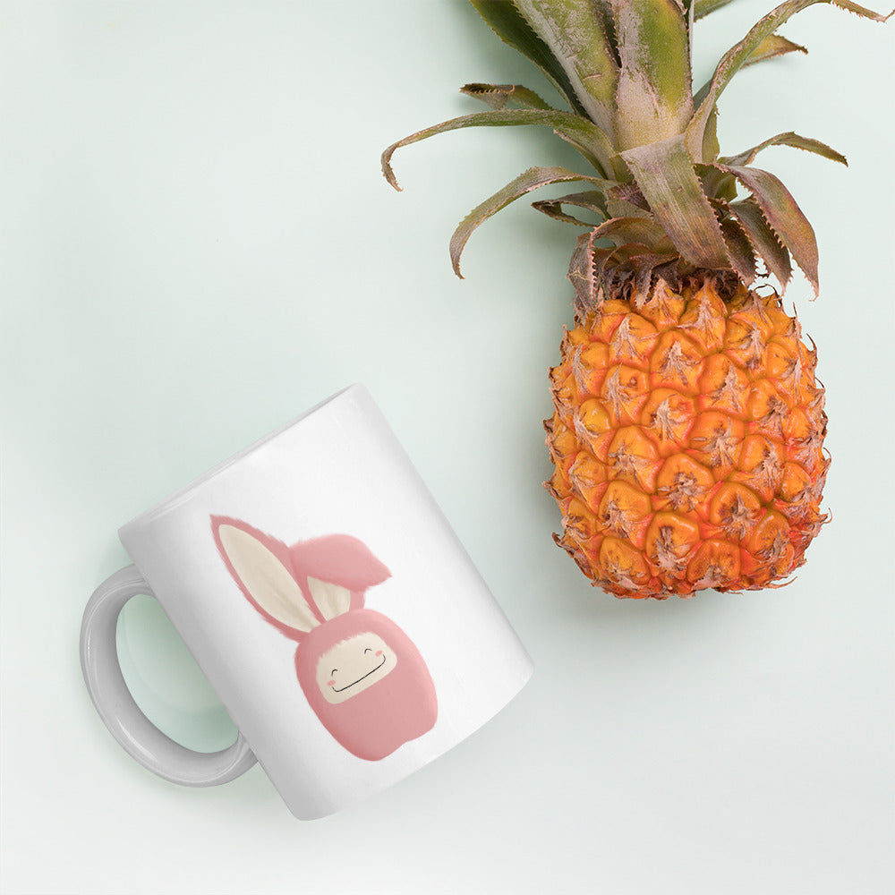 White glossy mug Bunny Pink