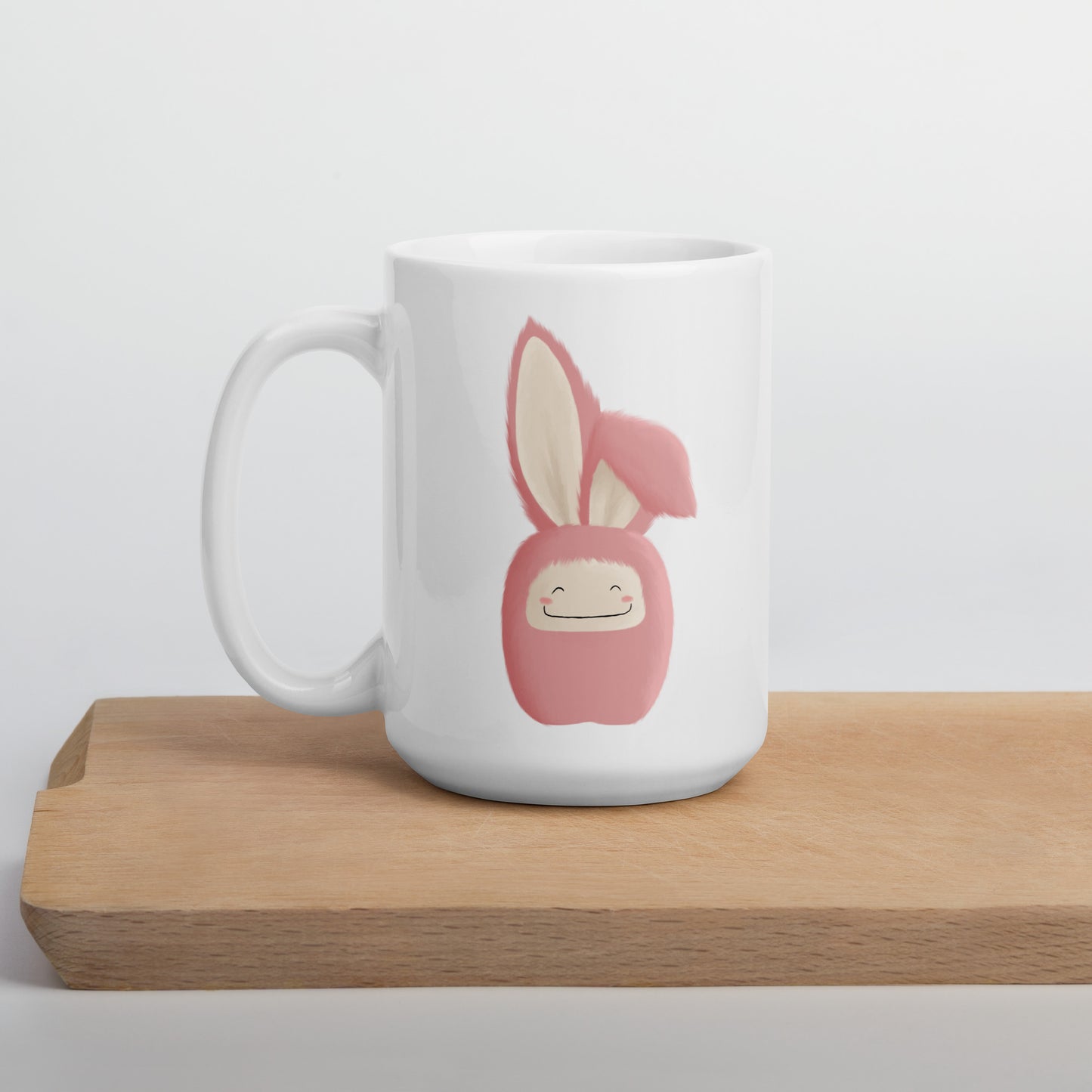 White glossy mug Bunny Pink