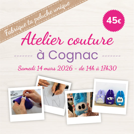 Atelier couture debutant a Cognac- Créer votre petite peluche