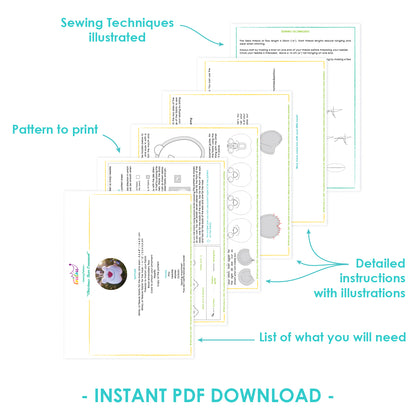 PDF Sewing Pattern - Christmas Bear Ornament