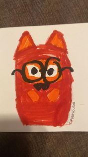 1 plush toy - Red Kitty with glasses - Reserved
