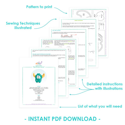 Patron de couture PDF - Monstre vert