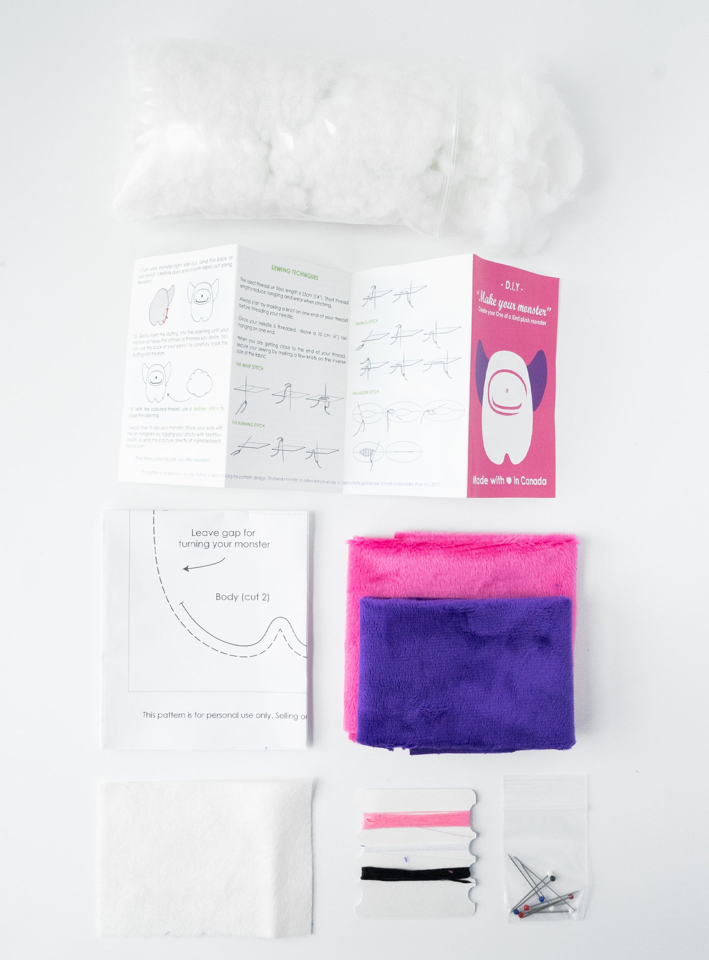 Make Your Own Monster - A DIY plush monster kit - Pink