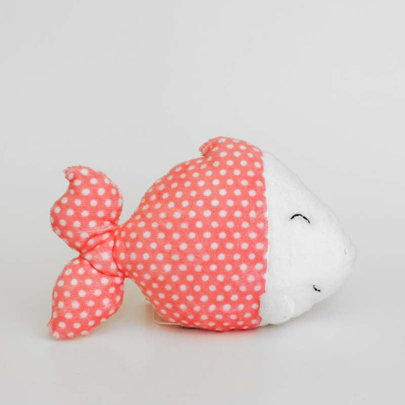 Pink plush fish with mini dots white