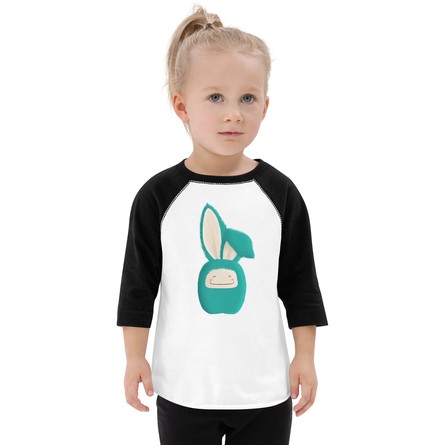 Toddler baseball shirt Bunny Floppy Ear Turquoise
