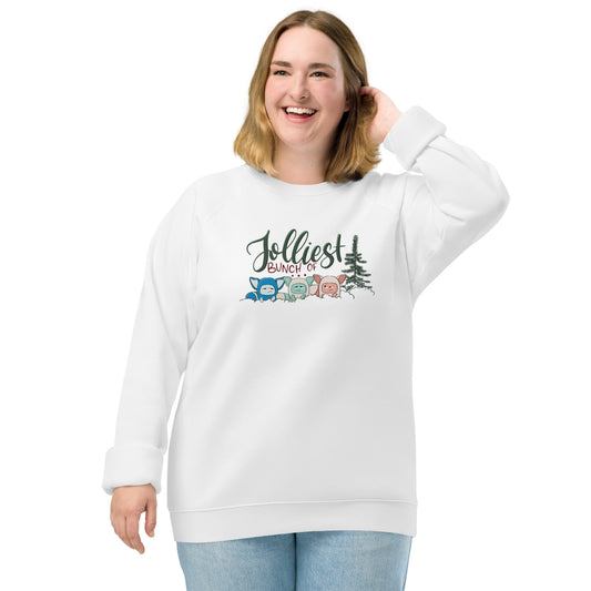 Unisex organic raglan sweatshirt "Jolliest bunch of..."