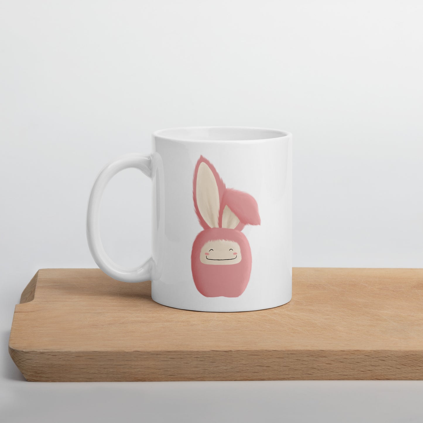 White glossy mug Bunny Pink