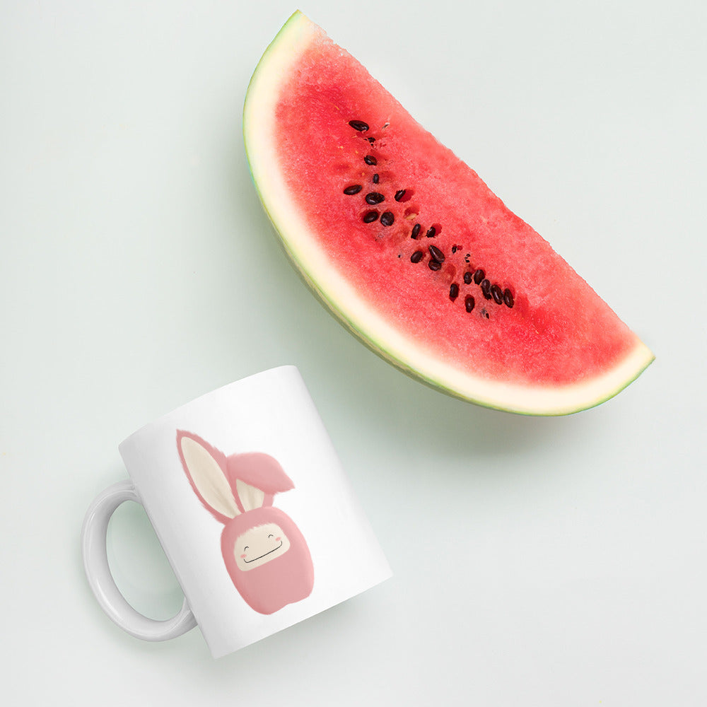 White glossy mug Bunny Pink